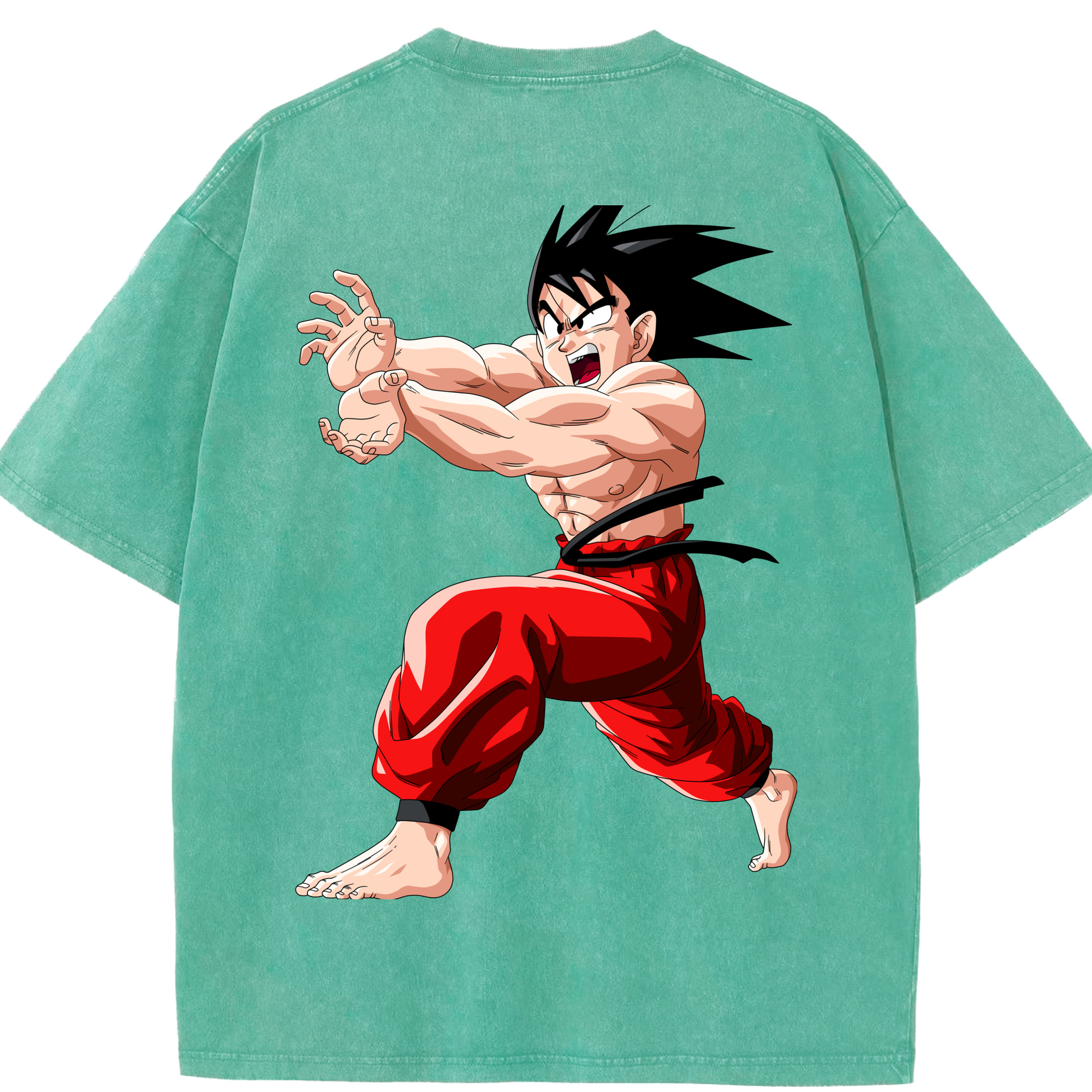 （画像用） ドラゴンボール 孫悟空（そん ごくう）Son Goku カカロット DRAGON BALL Kakarotto 綿100% ヴィンテージ風 半袖Tシャツ（背面プリント）